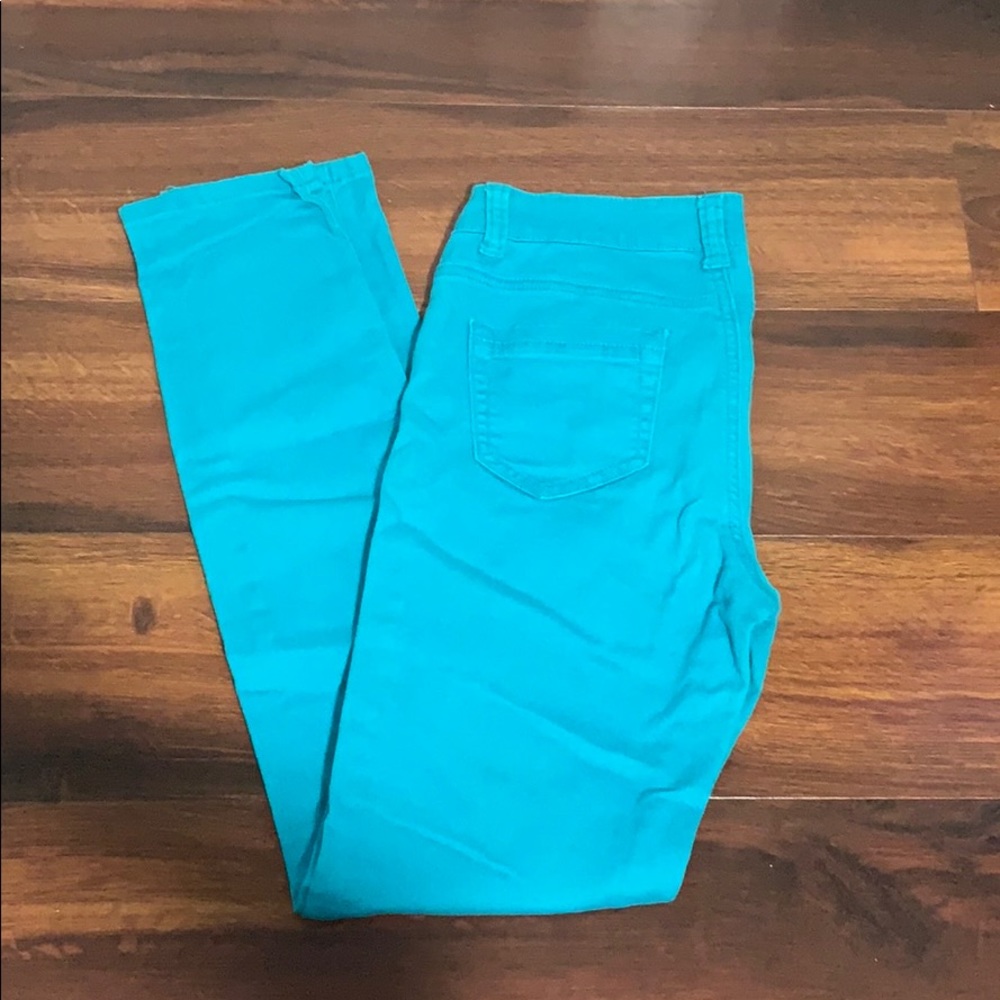 Turquoise skinny pants size 7